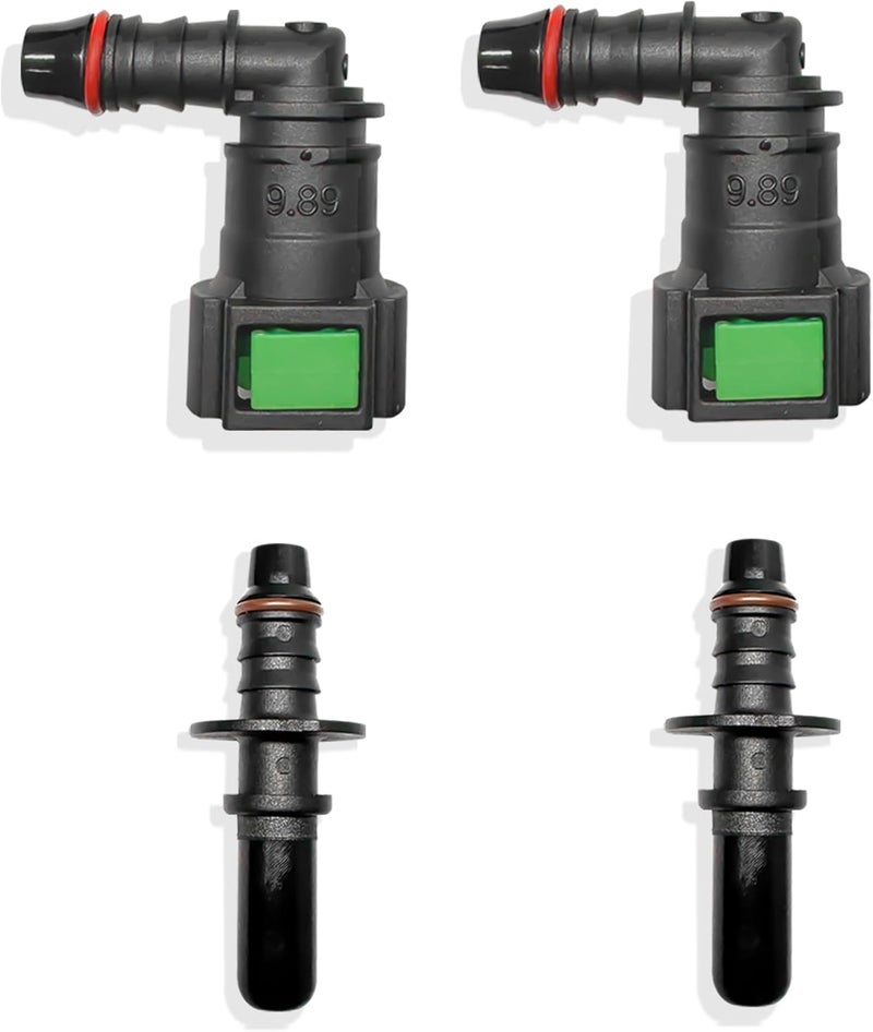 Japtend Fuel Line Quick Connect Hose Fittings, 2 Sets Fuel Line Repair Fittings Include 90 Degree Elbow Pipe Connector SAE 9.89mm to ID 8mm - Image 1